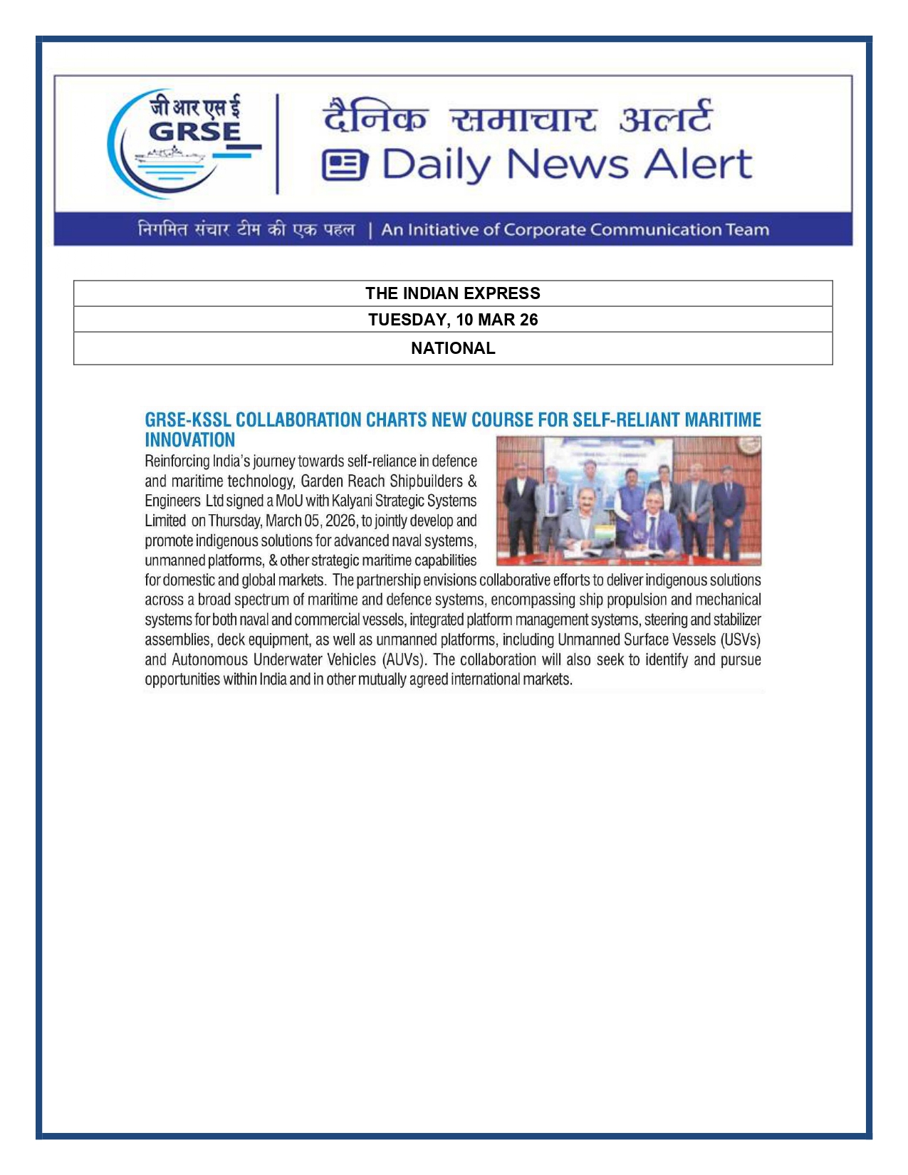  Press Coverage: 10 MAR 26: PRABHAT KHABAR 